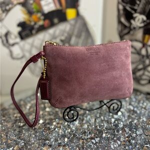 Coach Mauve Suede Wristlet EUC